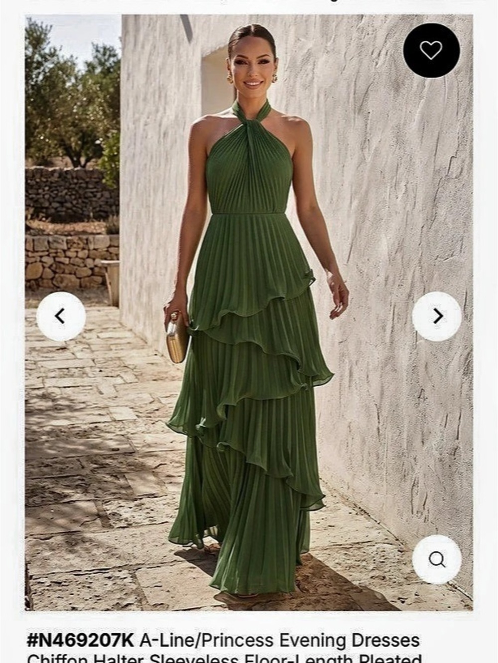 NAFORI A-Line/Princess Evening Dress Green Layered Ruffle Maxi Dress